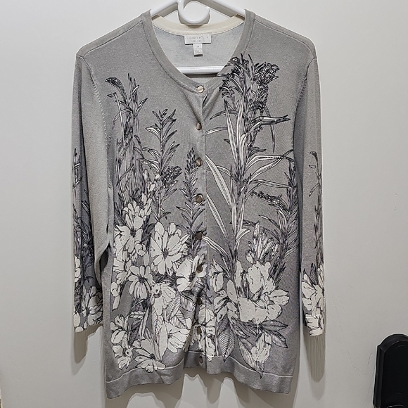 Charter Club Tops - Charter Club Gray Floral Button Down Shirt